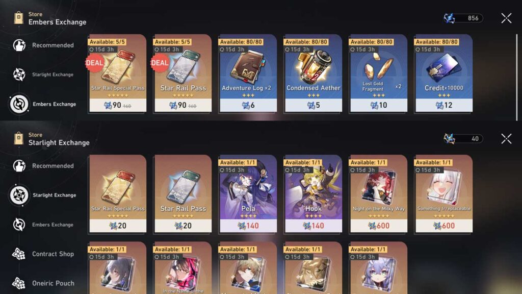 honkai star rail Undying Starlight and Undying Embers
