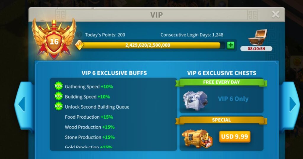 rok vip levels