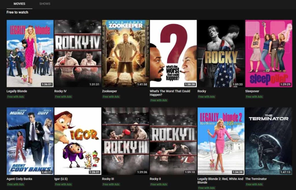 Free movies youtube